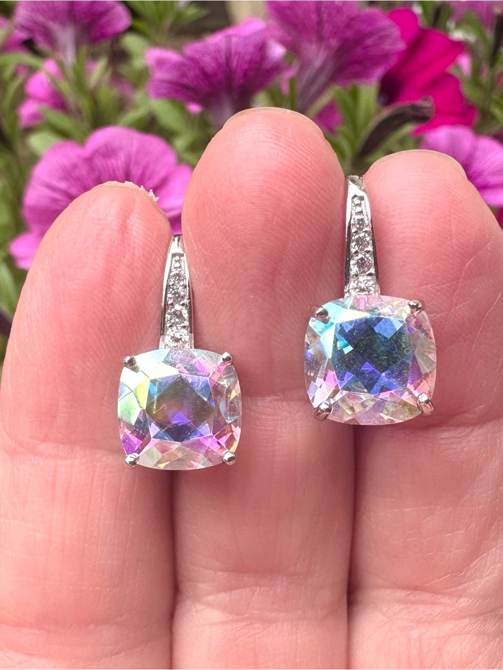 Mercury Mystic Quartz Earrings, Sterling Silver Leverback, BRAND NEW